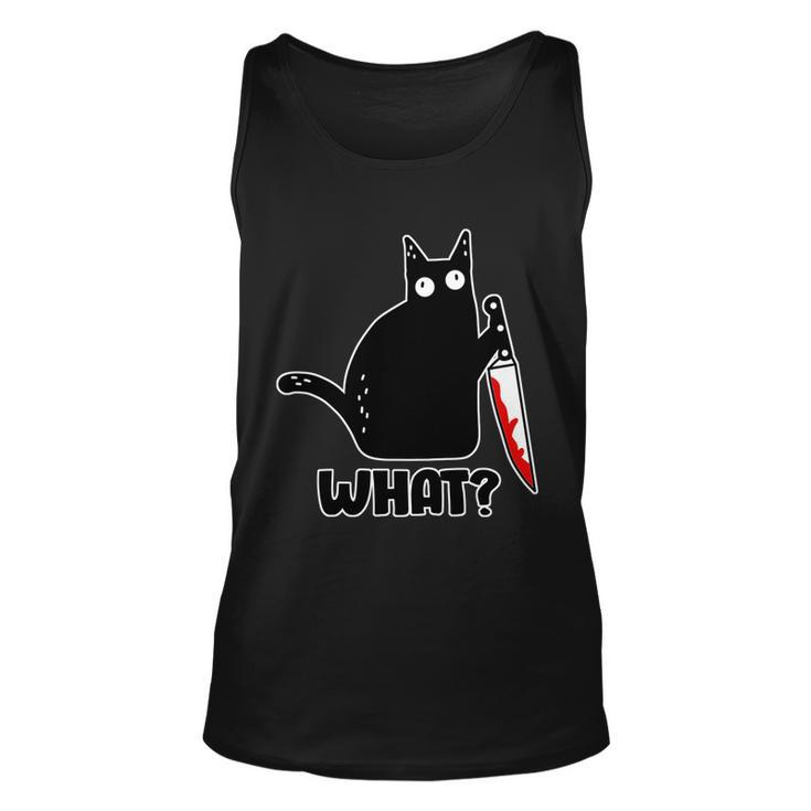 Halloween Cat What Bloody Knife Unisex Tank Top