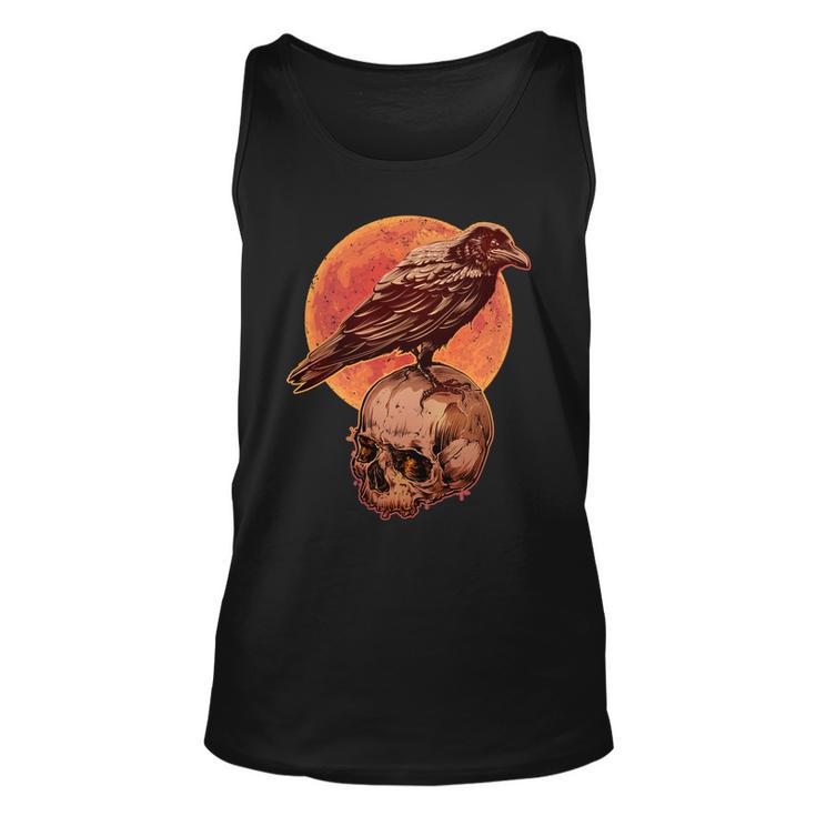 Halloween Cool Raven Crow Skull And Moon Unisex Tank Top