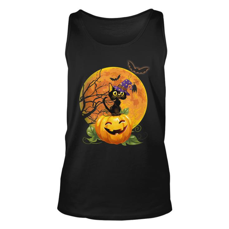 Halloween Cute Witch Cat Mom Pumpkin Moon Spooky Cat  Unisex Tank Top