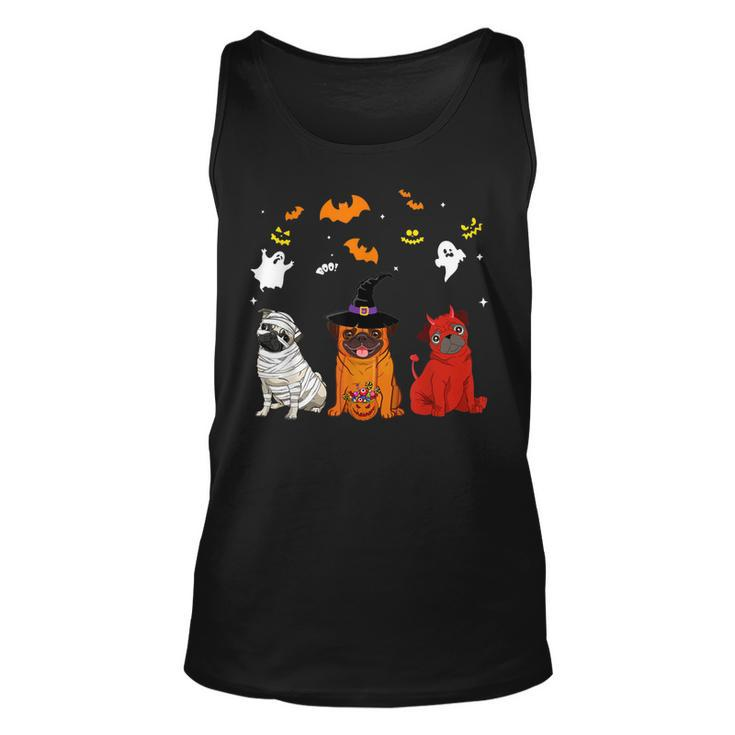 Halloween Pug Dogs Lovers Mummy Witch Demon Costumes  Unisex Tank Top