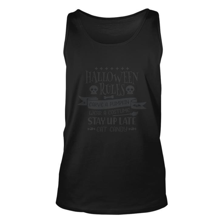 Halloween Rules Carve A Pumpkin Weak A Costume Stay Up Late Cat Candy Unisex Tank Top