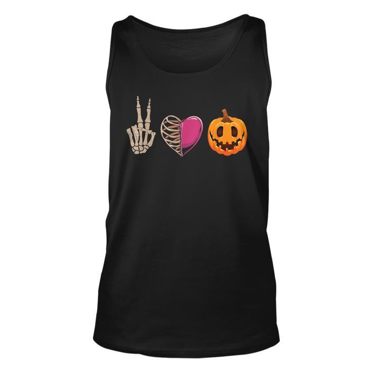 Halloween Skeleton Peace Love Pumpkin Leopard Heart Apparel  Unisex Tank Top