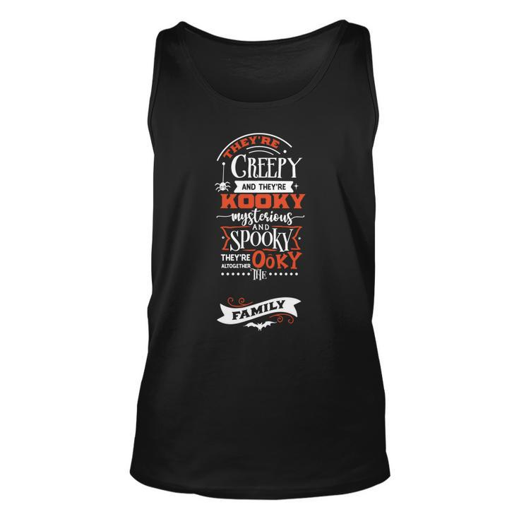 Halloween Trey_Re Creepy And They_Re Kooky Mysterious White And Orange Men Women Tank Top Graphic Print Unisex