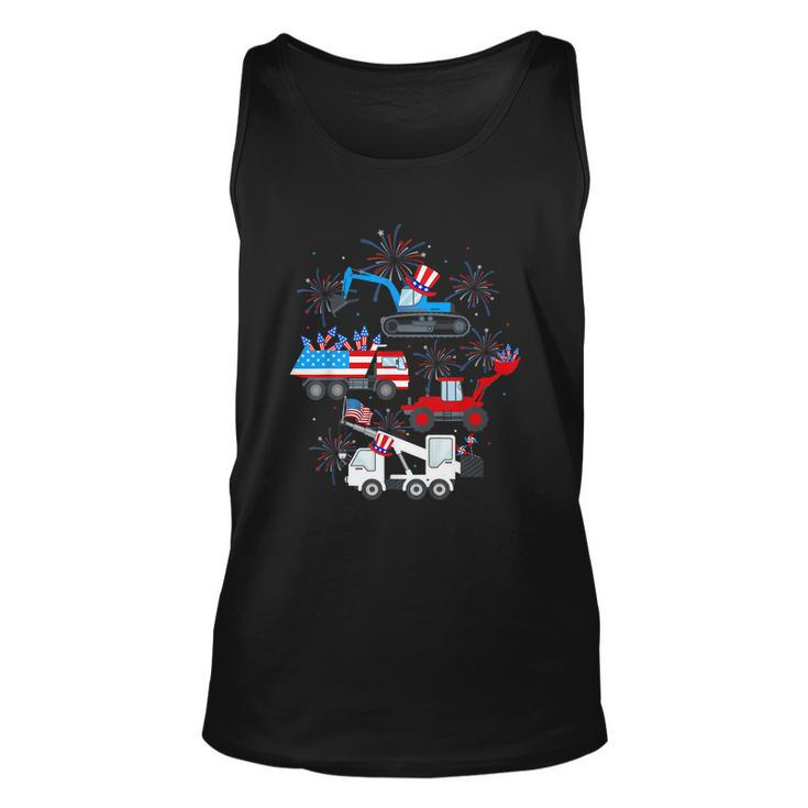 Happy 4Th Of July Crane Truck Construction Toddler Boys Unisex Tank Top