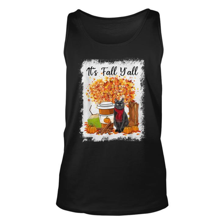Happy Fall Yall Funny Cats Autumn Lover Pumpkins Halloween  Unisex Tank Top