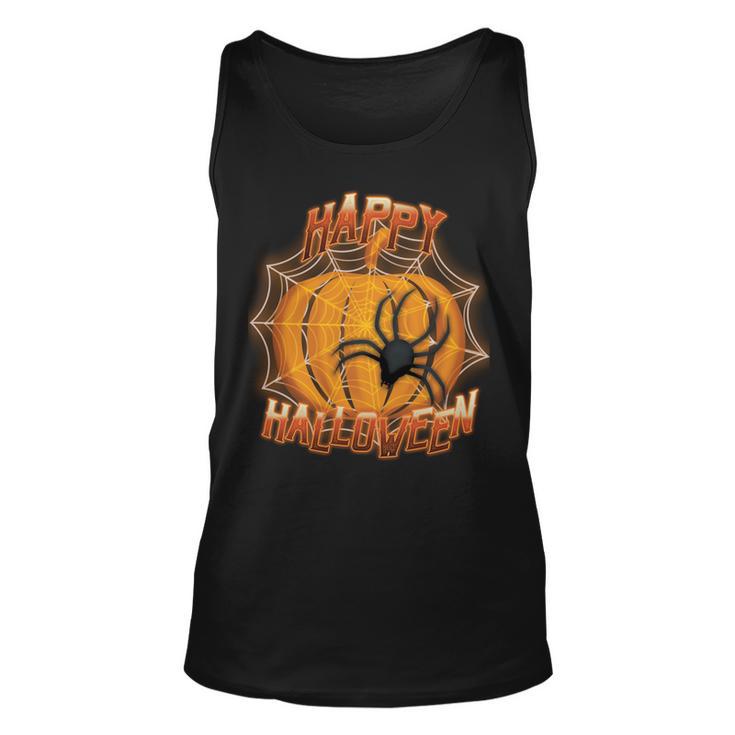 Happy Halloween Spiderweb Pumpkin Unisex Tank Top