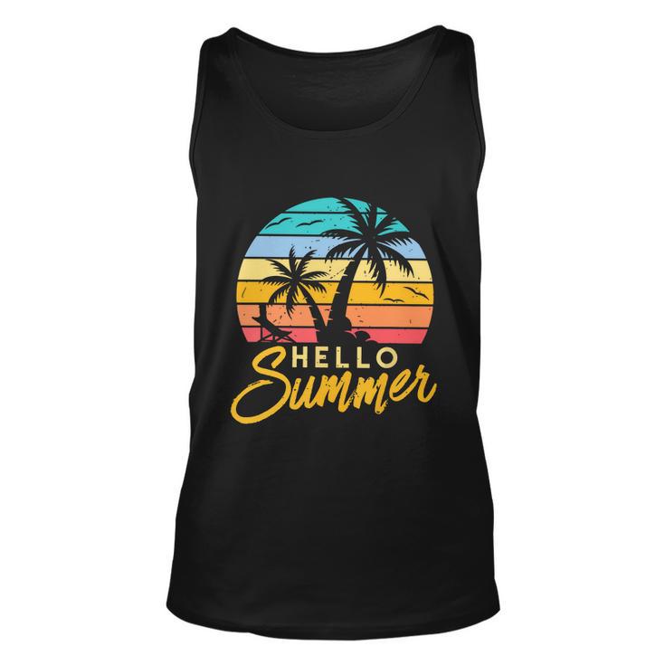 Hello Summer Retro Beach Vacation Unisex Tank Top