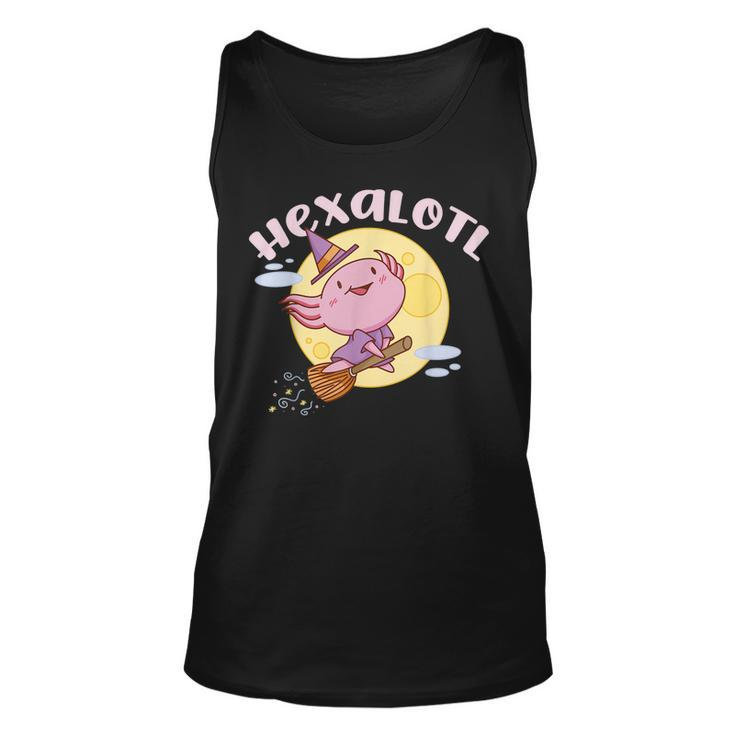 Hexalotl Funny Axolotl Witch Halloween Kawaii Meme  Unisex Tank Top