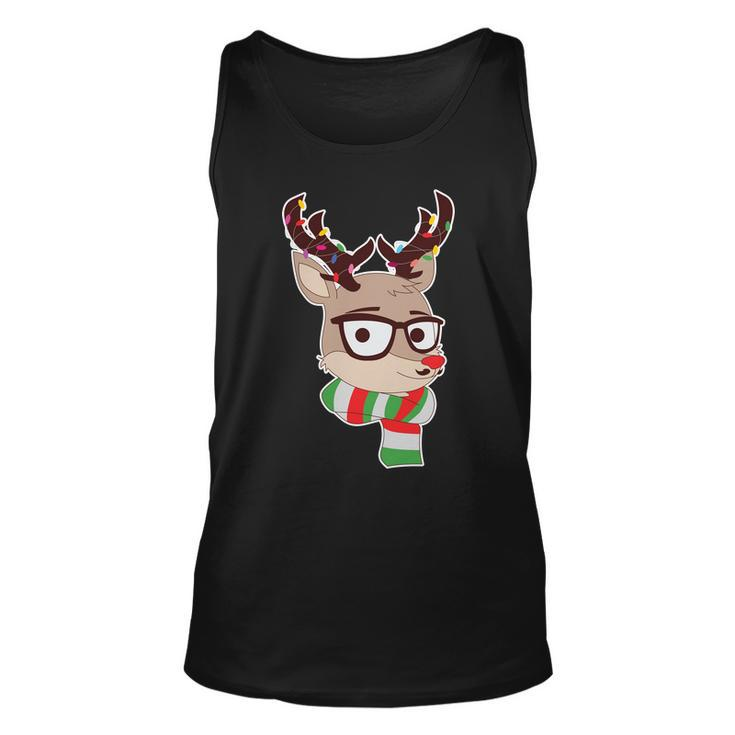 Hipster Red Nose Reindeer Christmas Lights Graphic Design Printed Casual Daily Basic Unisex Tank Top