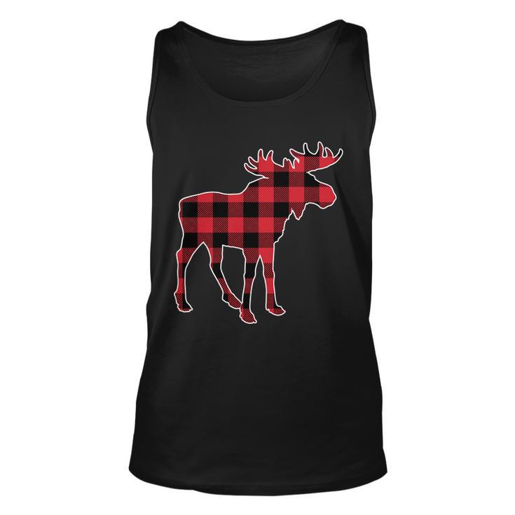 Holiday Plaid Moose Unisex Tank Top