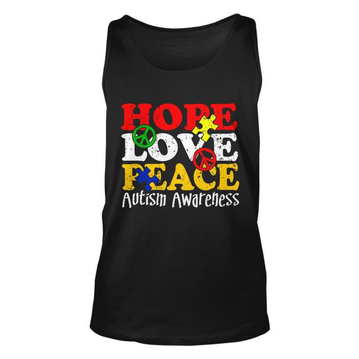 Hope Love Peace Autism Unisex Tank Top