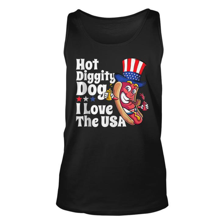 Hot Diggity Dog I Love The Usa Funny 4Th Of July Party  Unisex Tank Top