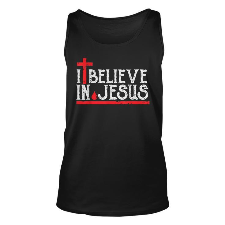 I Believe In Jesus - Christian Faith Cross Blood  Unisex Tank Top