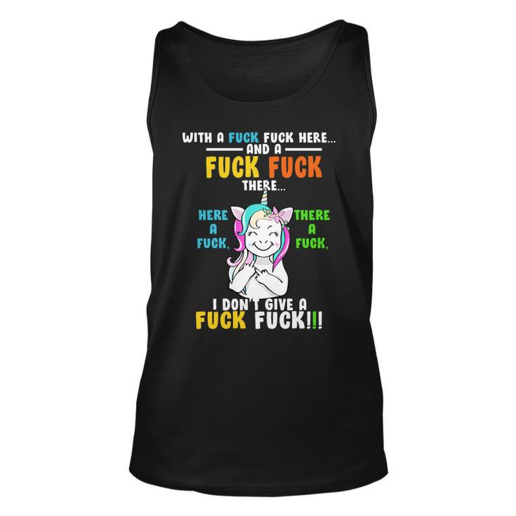 I Dont Give A Fuck Fuck Offensive Funny Unicorn Unisex Tank Top
