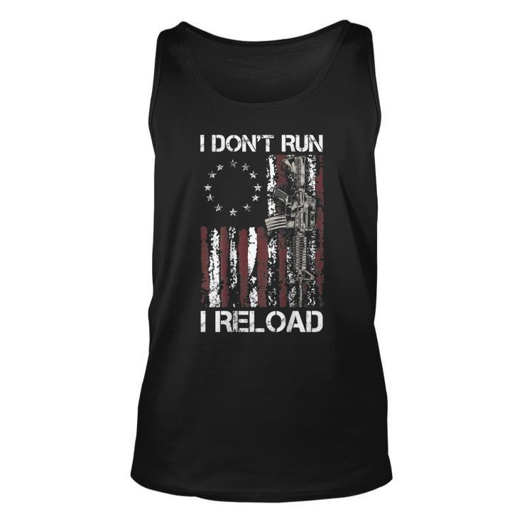 I Dont Run I Reload Gun American Flag Patriots On Back  Men Women Tank Top Graphic Print Unisex