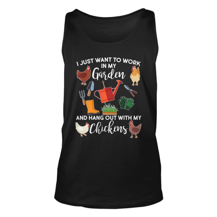 I Just Want Work In My Garden And Hang Out With My Chickens V2 Unisex Tank Top