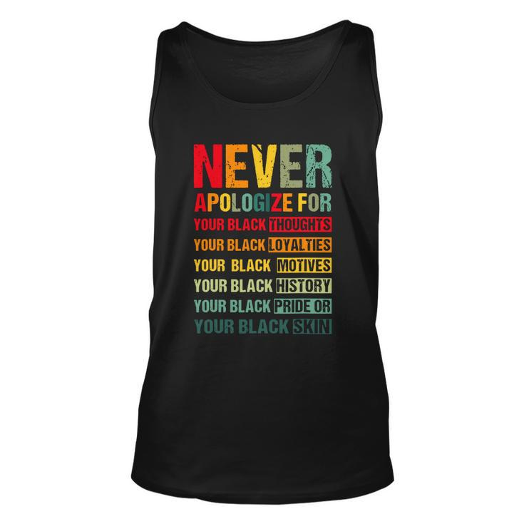Juneteenth Black Pride Never Apologize For Your Blackness Graphic Design Printed Casual Daily Basic Unisex Tank Top