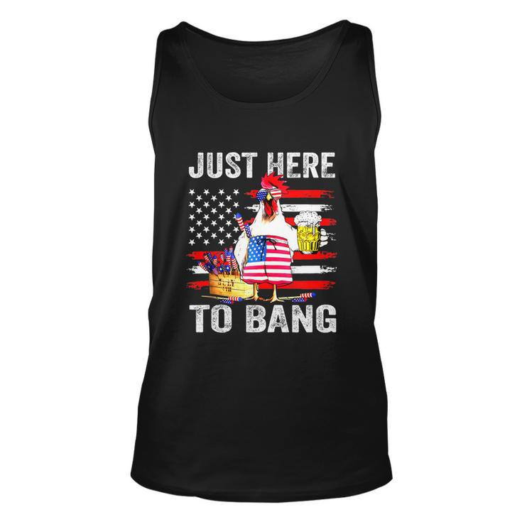 Just Here To Bang Usa Flag Chicken Beer Firework 4Th Of July Unisex Tank Top