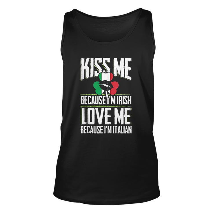 Kiss Me Im Irish Love Me Im Italian St Patricks Proud Irish V2 Men Women Tank Top Graphic Print Unisex