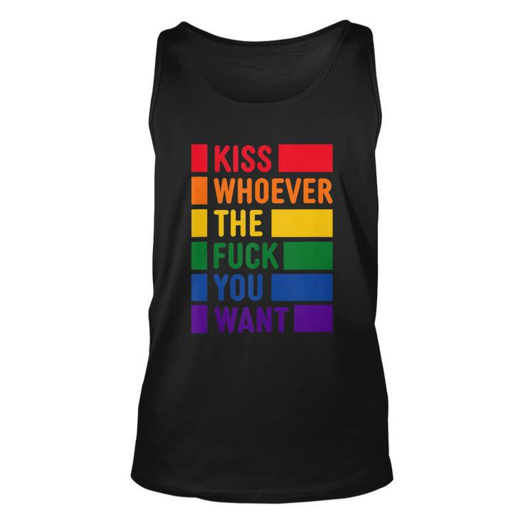 Kiss Whoever The Fuck You Want Lgbt Rainbow Pride Flag Unisex Tank Top