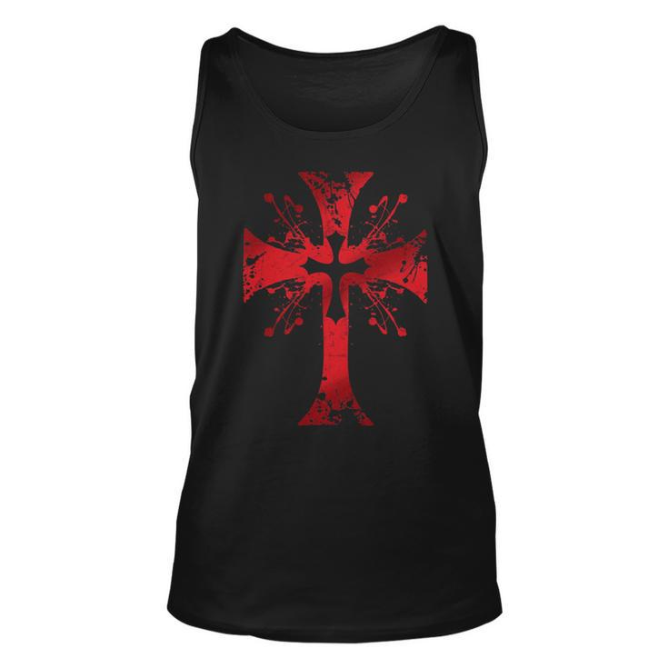 Knight Templar T Shirt - The Warrior Of God Bloodstained Cross - Knight Templar Store Unisex Tank Top