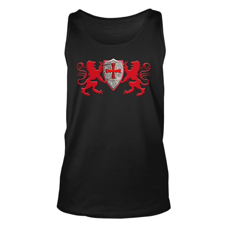Knights Templar T Shirt - Two Lions And The Knights Shield Unisex Tank Top
