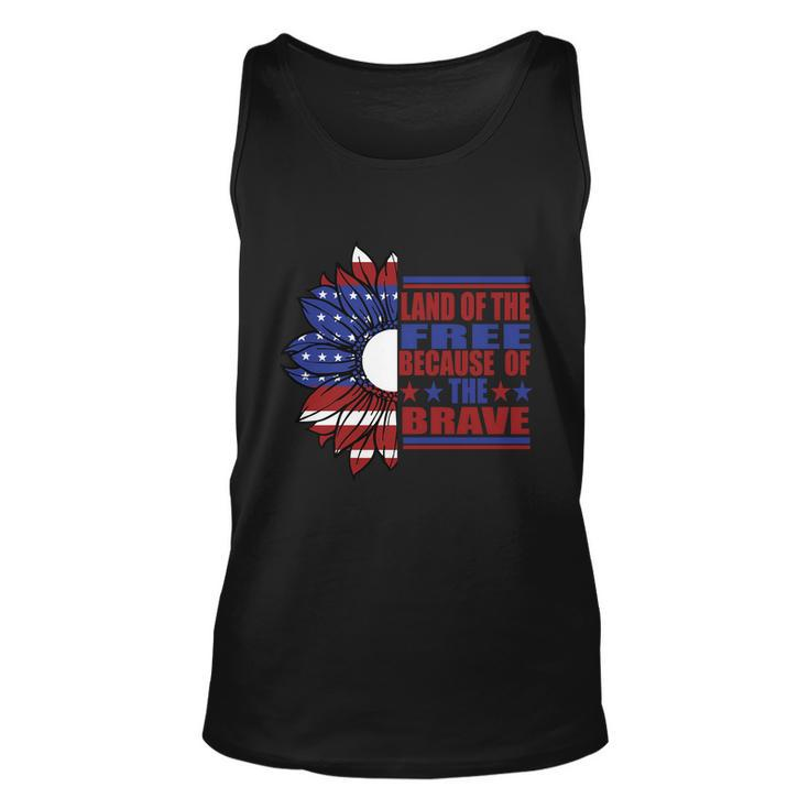 Land Of The Free Because Of The Brave Sunflower America Flag 4Th Of July Unisex Tank Top