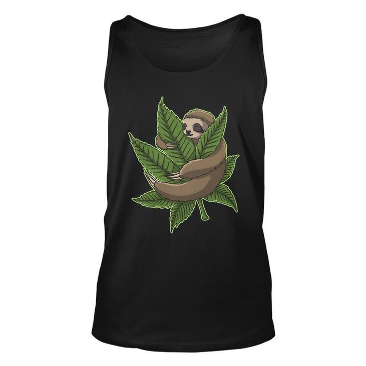 Lazy Sloth Cannabis Leaf Unisex Tank Top