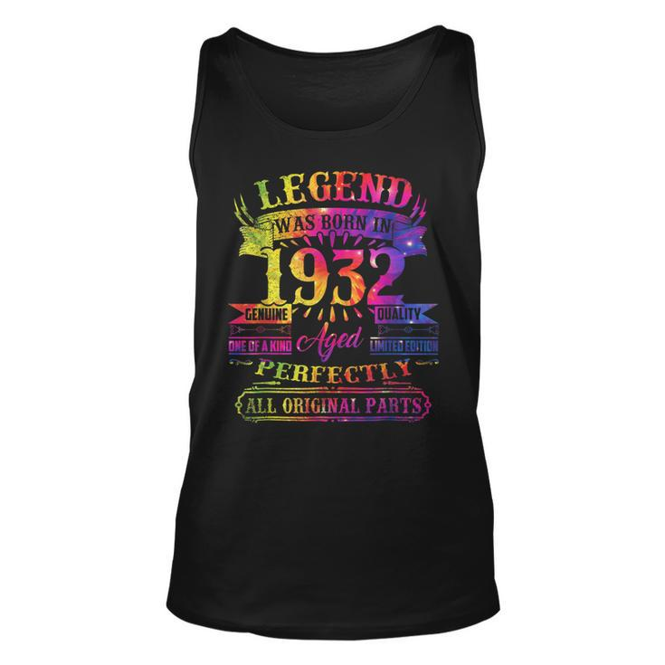 Legend Was Born In 1932 90 Year Old 90Th Birthday Tie Dye  Unisex Tank Top