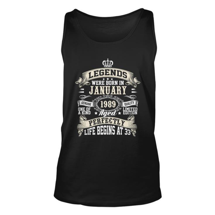 Legends Were Born In January 1989 Vintage 33Rd Birthday Gift For Men & Women Unisex Tank Top