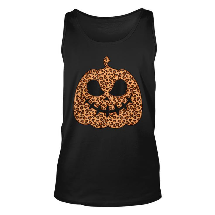 Leopard Jack O Lantern Pumpkin Halloween Print Lazy Costume  Unisex Tank Top