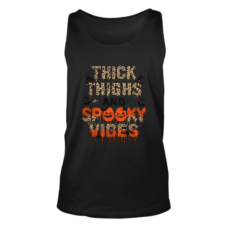 Leopard Thick Thighs And Spooky Vibes Funny Halloween Graphic Design Printed Casual Daily Basic Unisex Tank Top - Thegiftio