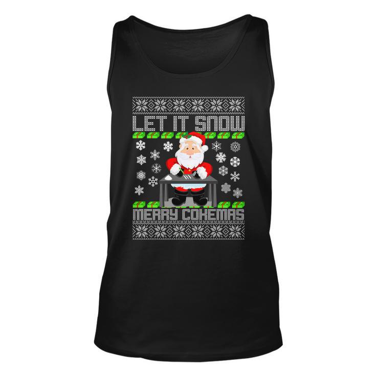 Let It Snow Merry Cokemas Santa Claus Ugly Christmas Tshirt Unisex Tank Top