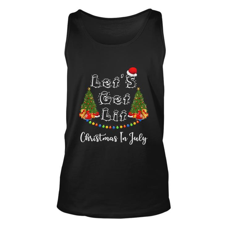 Lets Get Lit Christmas In July Christmas Tree Fleece Blanket Gift Unisex Tank Top