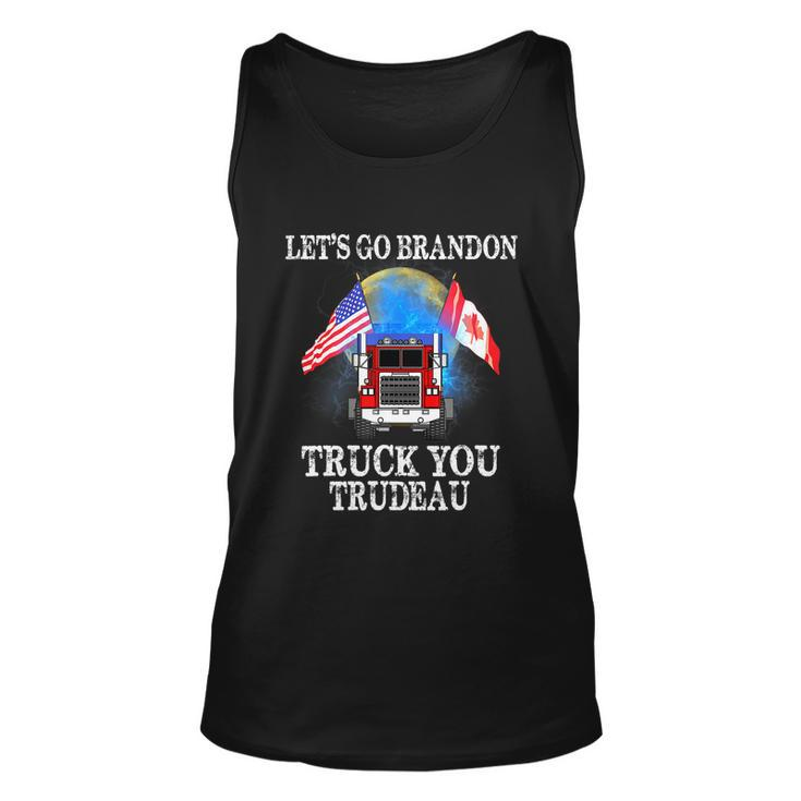 Lets Go Truck You Trudeau Usa Canada Flag Truckers Vintage Unisex Tank Top