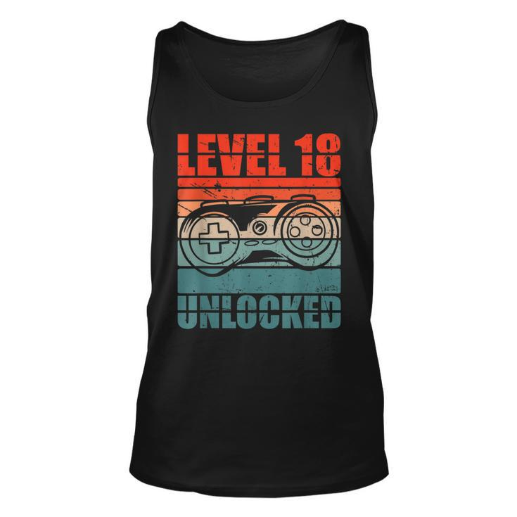 Level 18 Unlocked - Video Gamer Boy 18Th Birthday Gaming  Unisex Tank Top