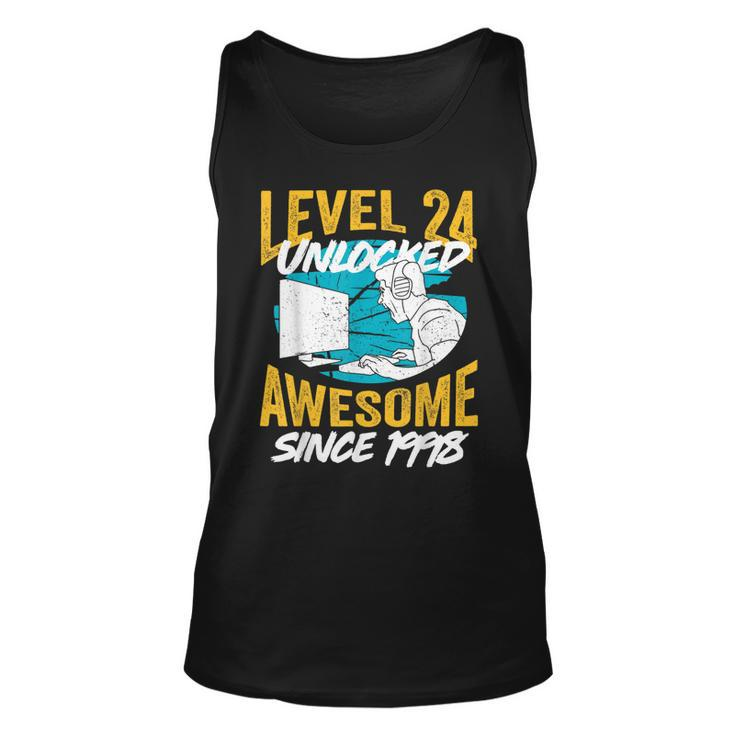 Level 24 Unlocked Awesome 1998 24Th Birthday Man Video Game  Unisex Tank Top