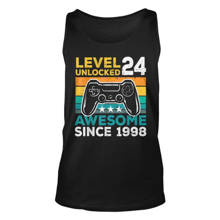 Level 24 Unlocked Awesome 1998 24Th Birthday Man Video Game  V2 Unisex Tank Top