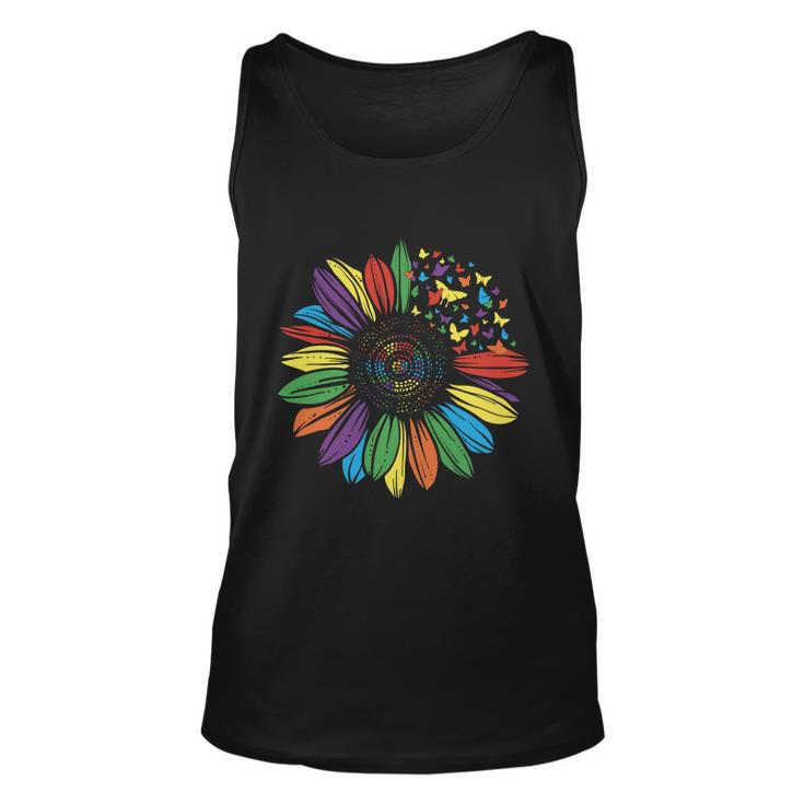 Lgbt Rainbow Color Sunflower Butterfly Pride Month Unisex Tank Top