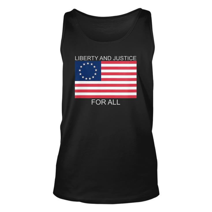 Womens Liberty And Justice For All Betsy Ross Flag American Pride Tank Top
