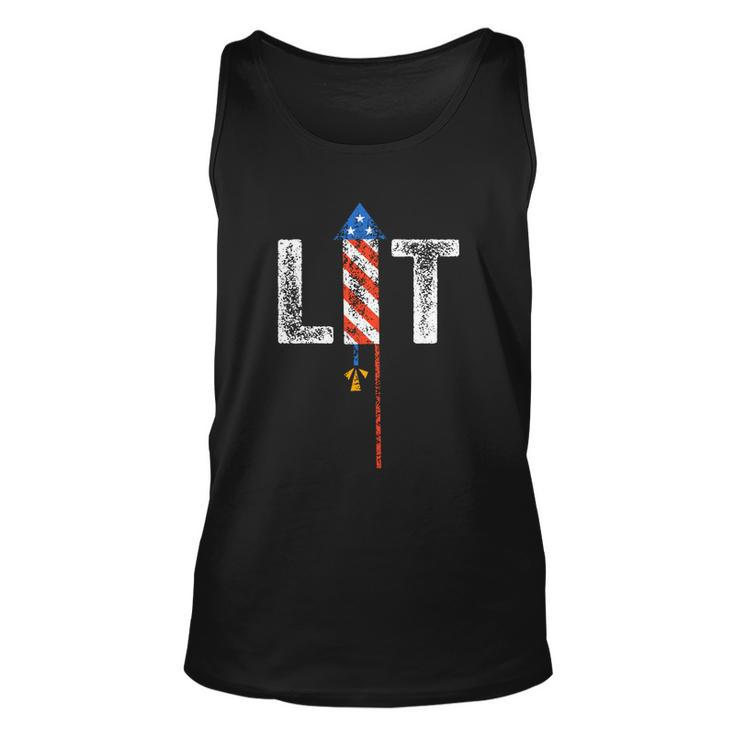 Lit 4Th Of July Patriotic American Fireworks Usa Fourth Cute Gift Unisex Tank Top