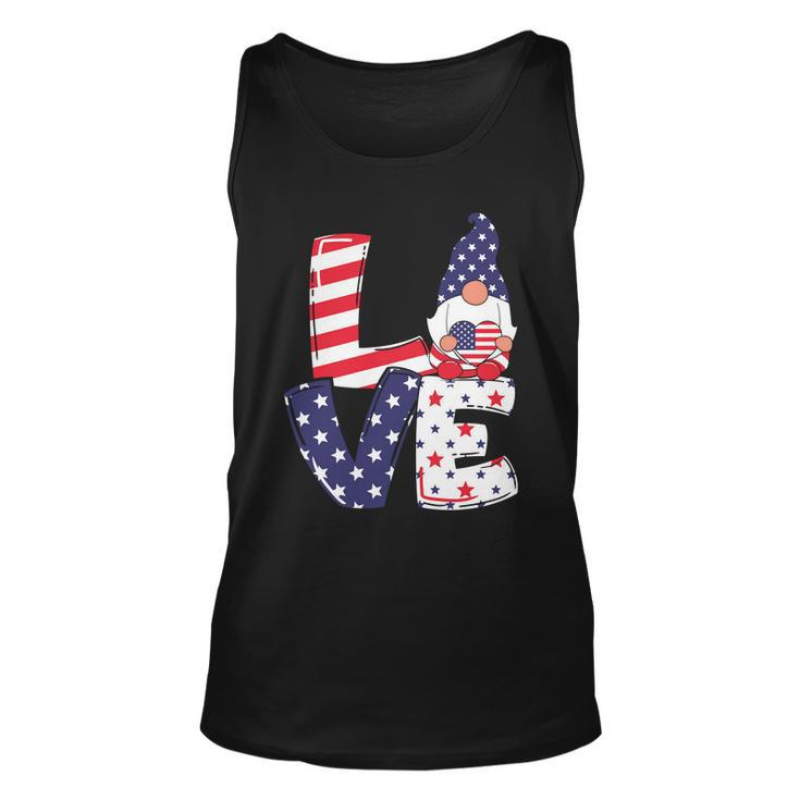 Love American Gnome 4Th Of July Independence Day Flag Graphic Plus Size Shirt Unisex Tank Top