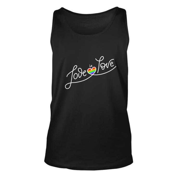 Love Is Love Script Gay Pride Colorful Rainbow Heart Unisex Tank Top