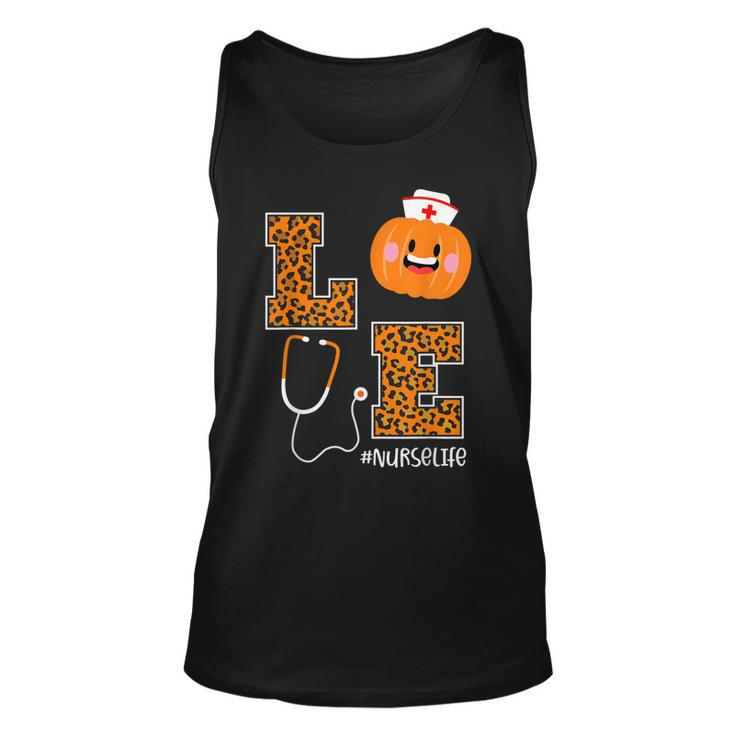 Love Nurse Life Pumpkin Leopard Fall Halloween Nurses  Unisex Tank Top