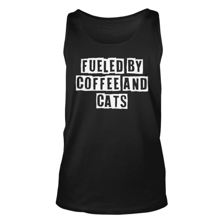 Lovely Funny Cool Sarcastic Fueled By Coffee And Cats  Unisex Tank Top