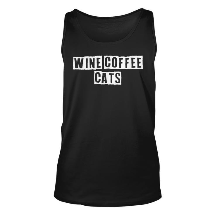 Lovely Funny Cool Sarcastic Wine Coffee Cats  Unisex Tank Top