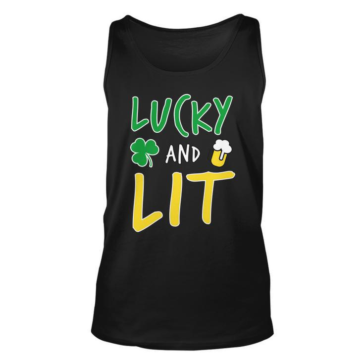 Lucky And Lit St Patricks Day Graphic Design Printed Casual Daily Basic Unisex Tank Top