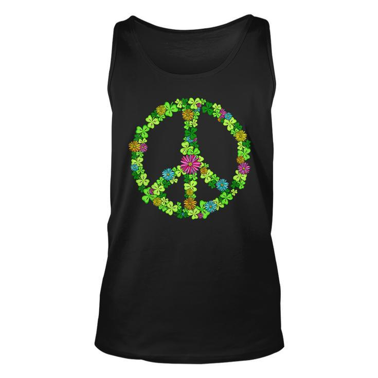 Lucky Shamrock Peace Sign St Patricks Day Hippie Clover Leaf  Men Women Tank Top Graphic Print Unisex
