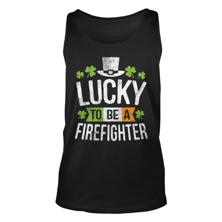 Lucky To Be A Firefighter Funny St Patricks Day Unisex Tank Top