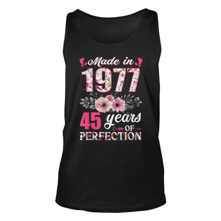 Made In 1977 Floral 45 Year Old 45Th Birthday Gifts Women  Unisex Tank Top